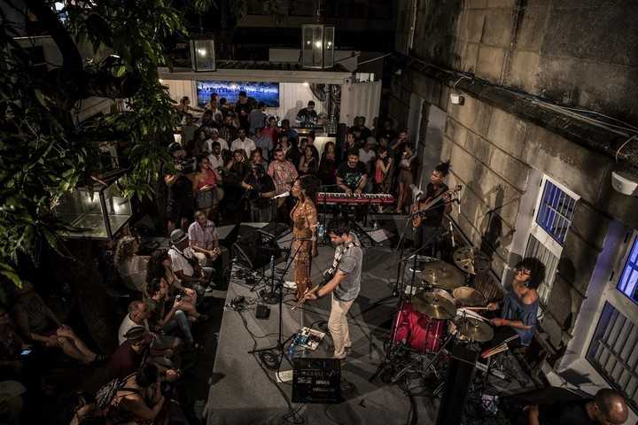 Local band performing in FAC’s patio