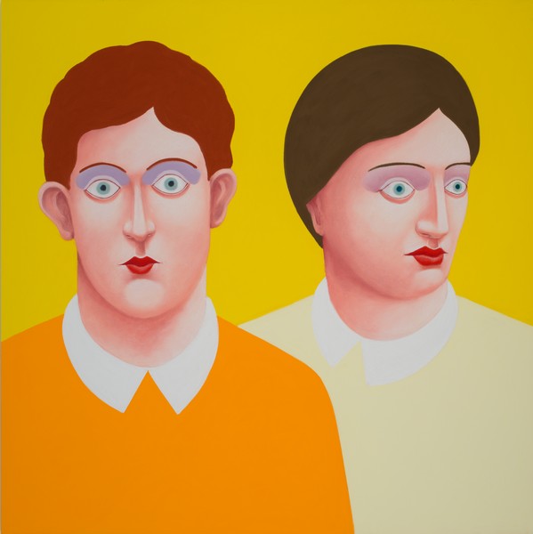 “Two Portraits,” pastel on canvas. Courtesy of the artist and Xavier Hufkens, Brussels. Photography: Isabelle Arthuis.