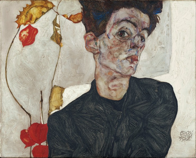 "Self-Portrait with Chinese Lantern Plant" by Egon Schiele (1912). Photo: Wikimedia Commons