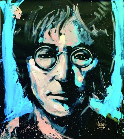 “John Lennon,” an oil painting by contemporary American artist David Garibaldi, who combines performance art and painting in live musical shows before an audience. Photo: GaribaldiArts.com.