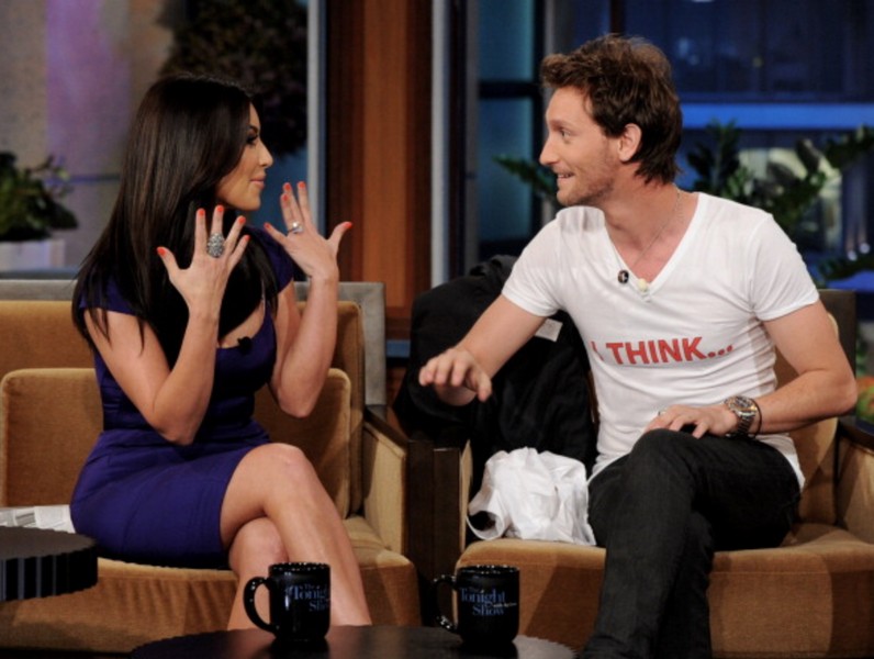 With Kim Kardashian, on "The Tonight Show" with Jay Leno. Photo: Lior Suchard's personal collection.